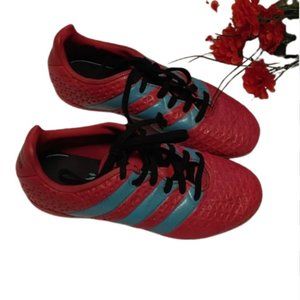 ADIDAS soccer rugby cleats sneakers hot pink and baby blue kids size US 1